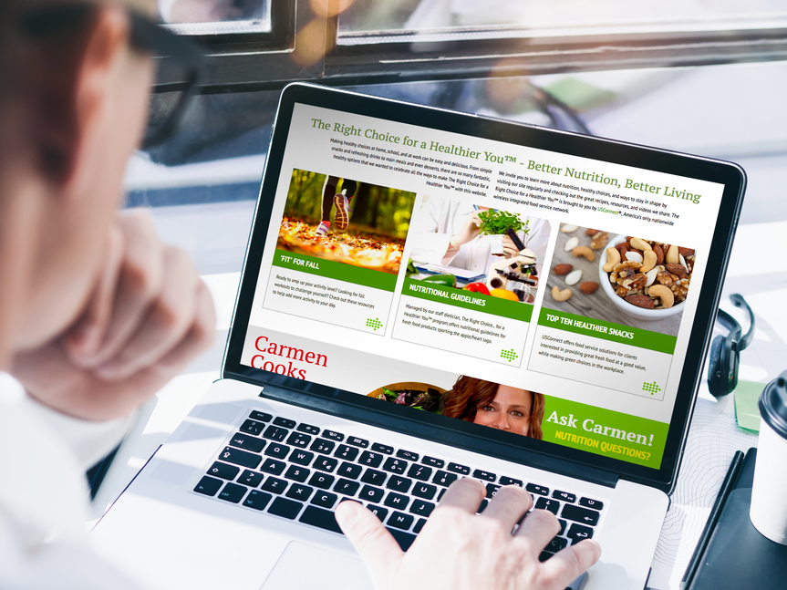 The Right Choice...for a Healthier You® website on screen